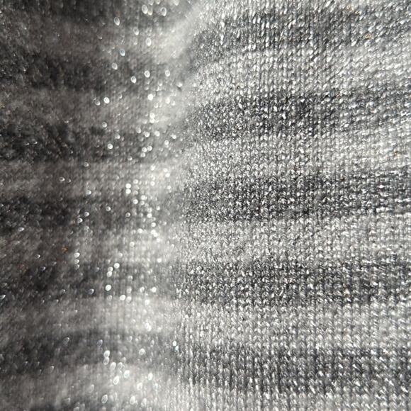 Lane Bryant Silver Metallic Striped Cardigan Wide Ribbed Hem and Cuffs Sz 18-20 - Picture 3 of 9